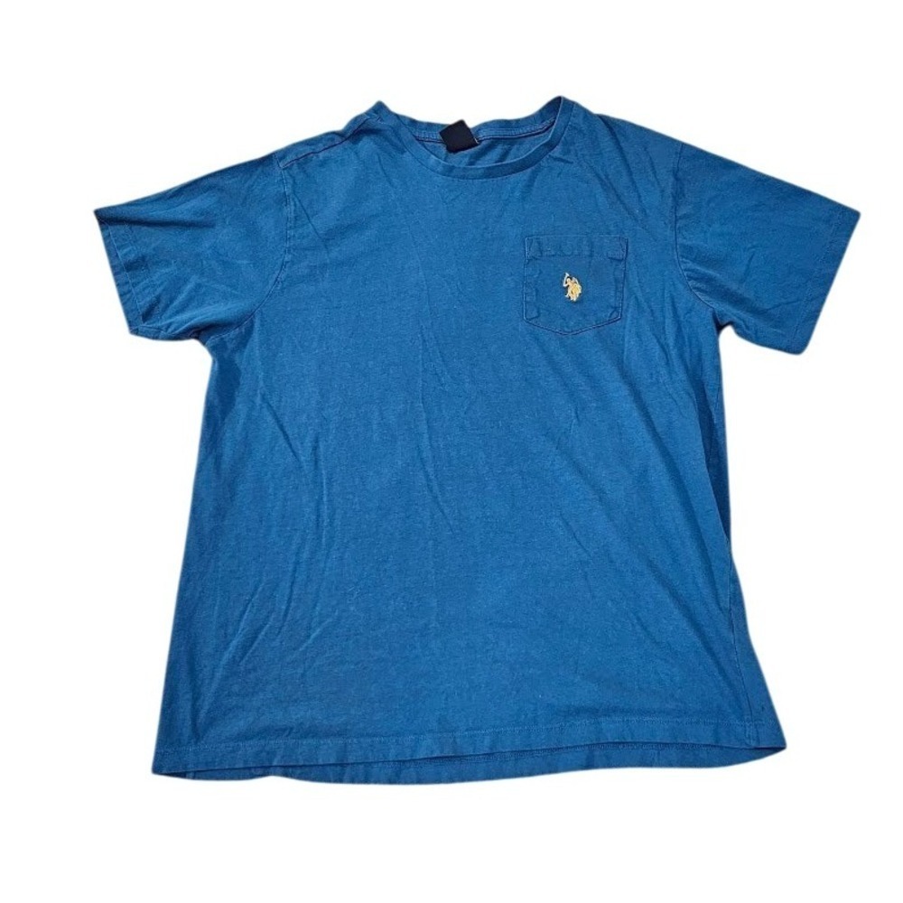 US Polo Assn. T-Shirt Men Large Blue Logo Short Sleeve Pocket Basic Casual